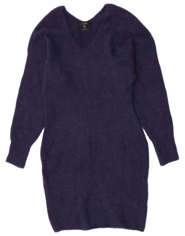 Massimo Dutti Womens Long Sleeve Jumper Dress UK 6 XS Navy Blue Polyamide