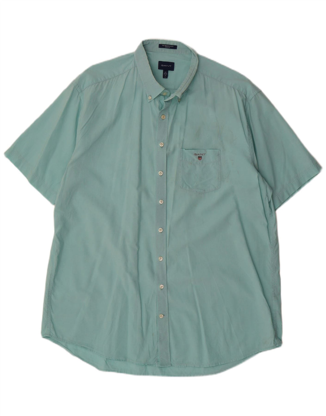 GANT Mens Short Sleeve Shirt Size 45/46 18 2XL Turquoise Cotton