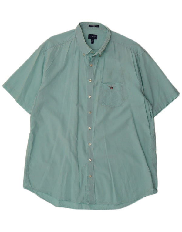 GANT Mens Short Sleeve Shirt Size 45/46 18 2XL Turquoise Cotton