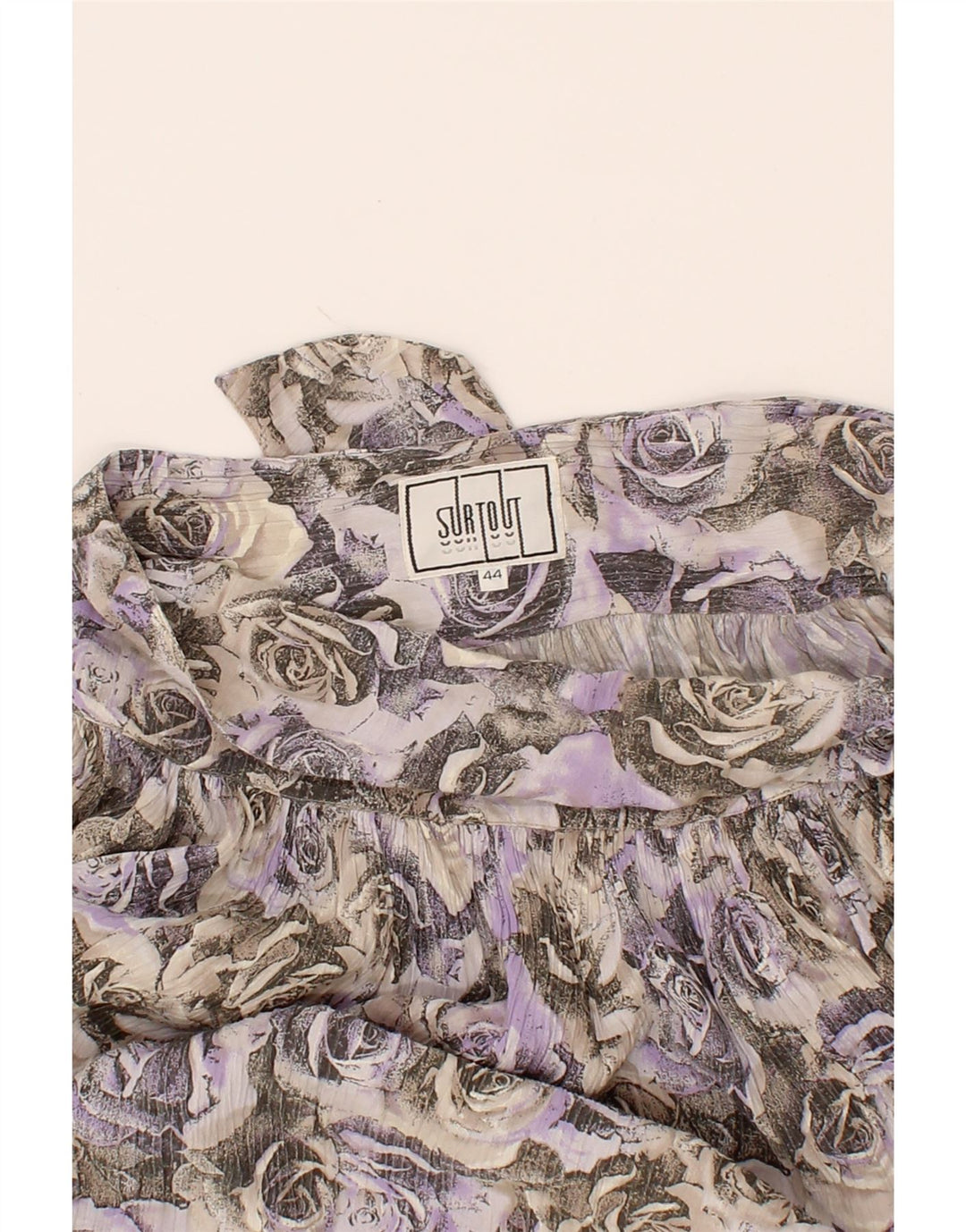 VINTAGE Womens Bubble Skirt IT 44 Medium W30 Grey Floral Viscose Vintage Vintage and Second-Hand Vintage from Messina Hembry 