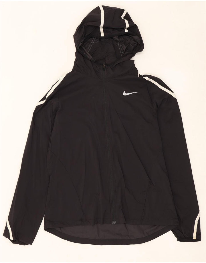 Nike Womens Hooded Tracksuit Top Jacket UK 14 Medium Black Nylon