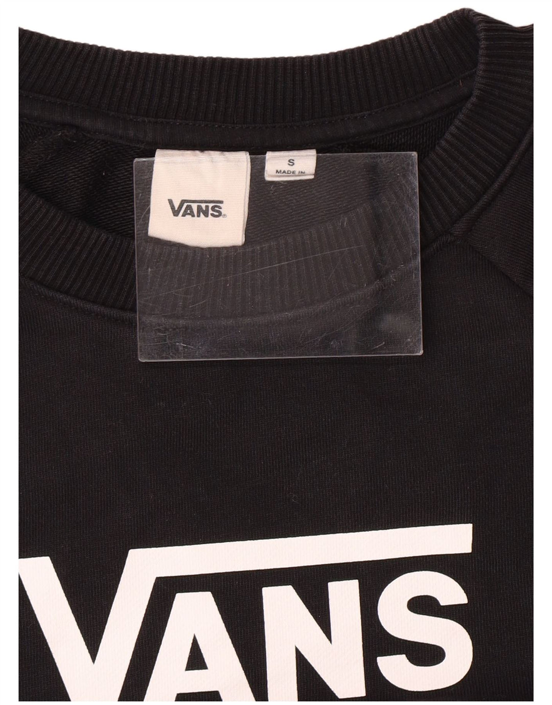 VANS Womens Crop Oversized Graphic Sweatshirt Jumper UK 10 Small Black