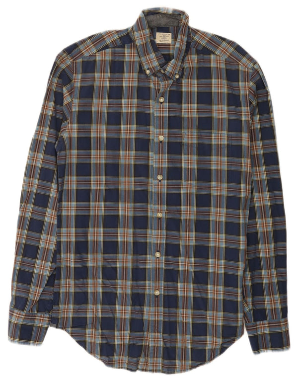 J. Crew Mens Shirt Size 14 1/2 Small Blue Check Cotton