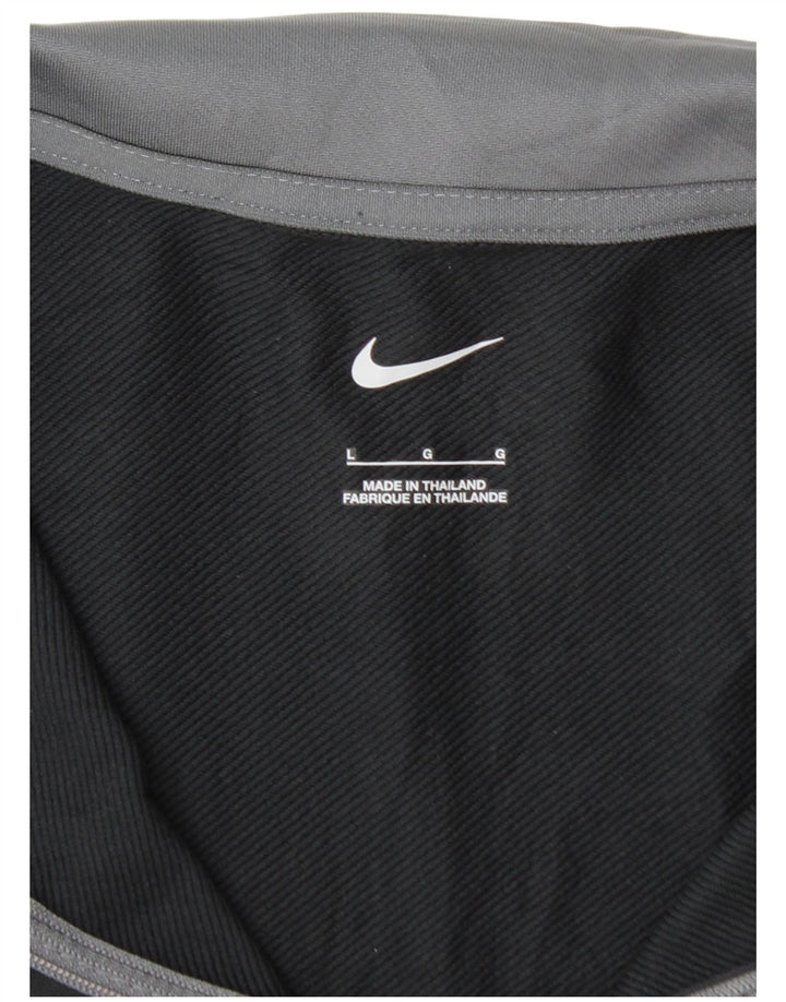 NIKE Mens Zip Neck Pullover Tracksuit Top Large Black Polyester