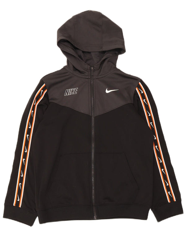 Nike Boys Dri Fit Zip Hoodie Sweater 12-13 Years Large Black Colourblock