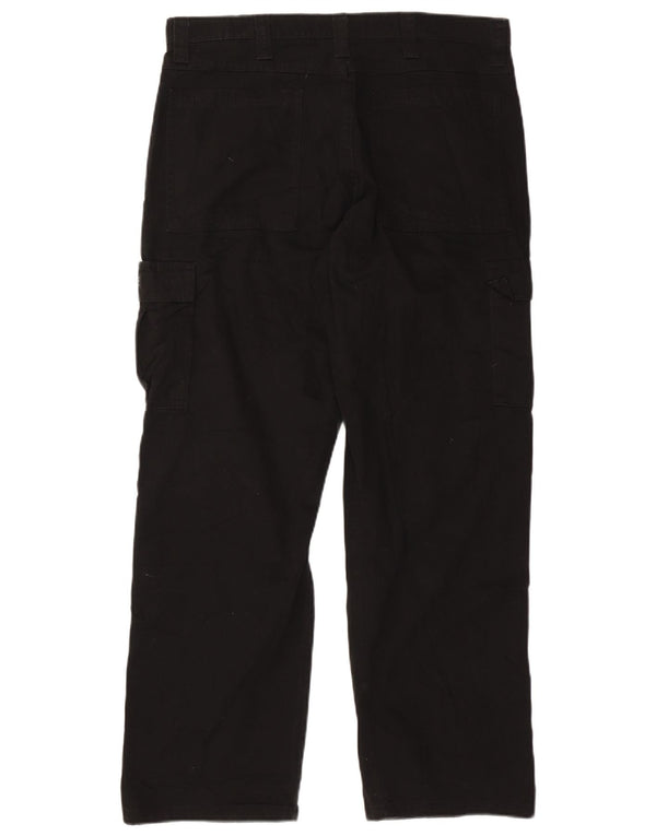 WRANGLER Mens Straight Cargo Trousers W36 L32  Black Cotton