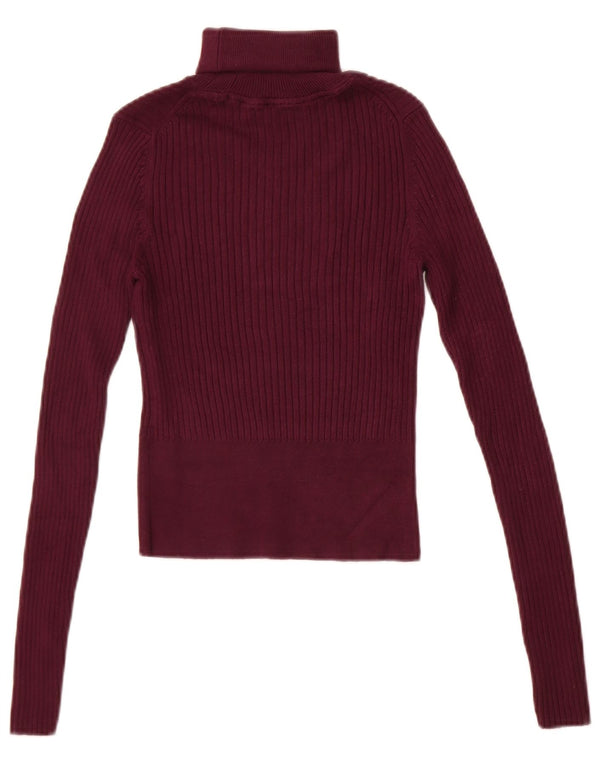 Zara Womens Crop Roll Neck Jumper Sweater UK 8 Small Purple Viscose