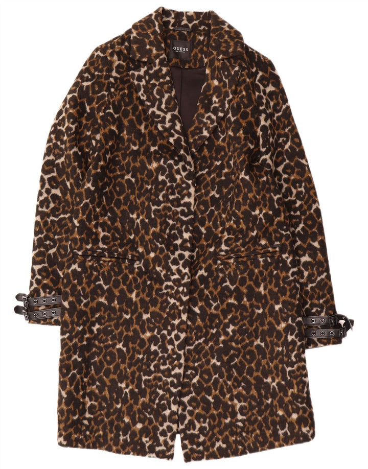 GUESS Womens Loose Fit Overcoat UK 6 XS  Multicoloured Animal Print