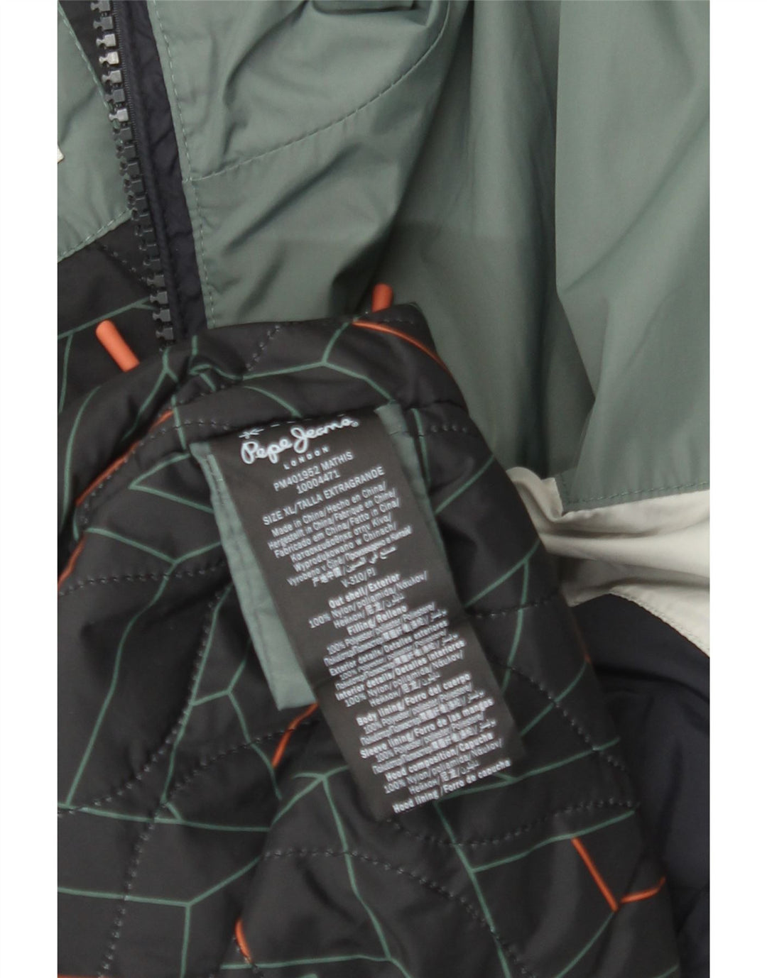 PEPE JEANS Mens Hooded Windbreaker Jacket UK 42 XL Navy Blue Colourblock