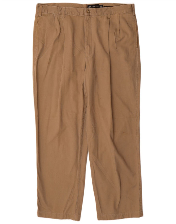 Eddie Bauer Mens Straight Pegged Chino Trousers W40 L30 Brown Cotton