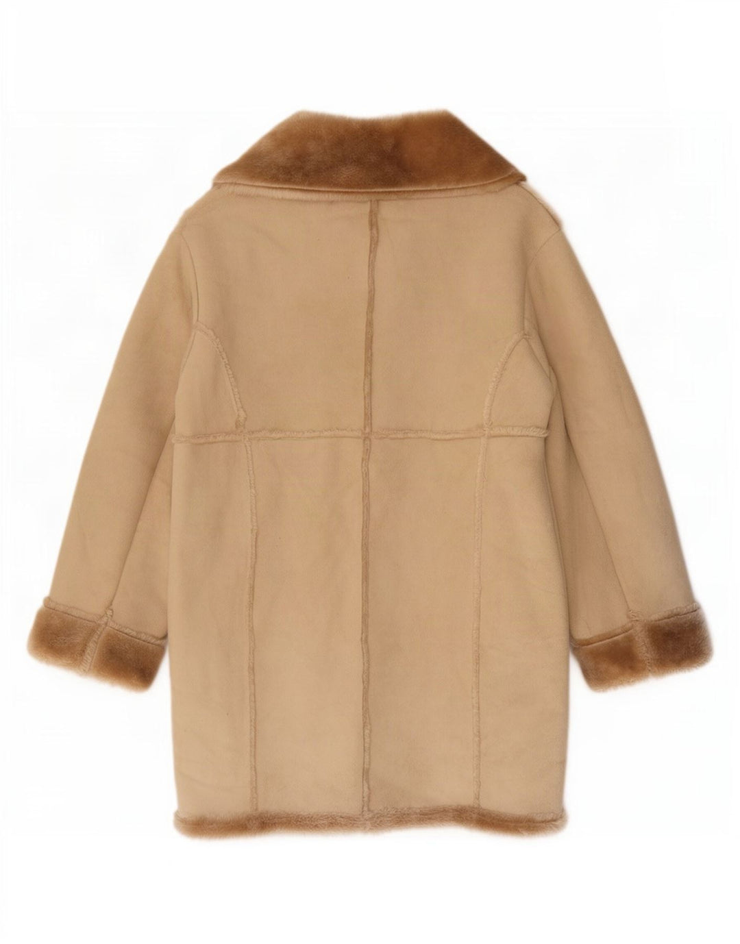 Casamia Womens Oversized Sherpa Overcoat UK 10 Small Beige Polyester