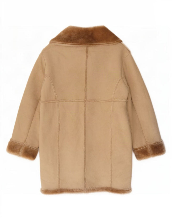 Casamia Womens Oversized Sherpa Overcoat UK 10 Small Beige Polyester