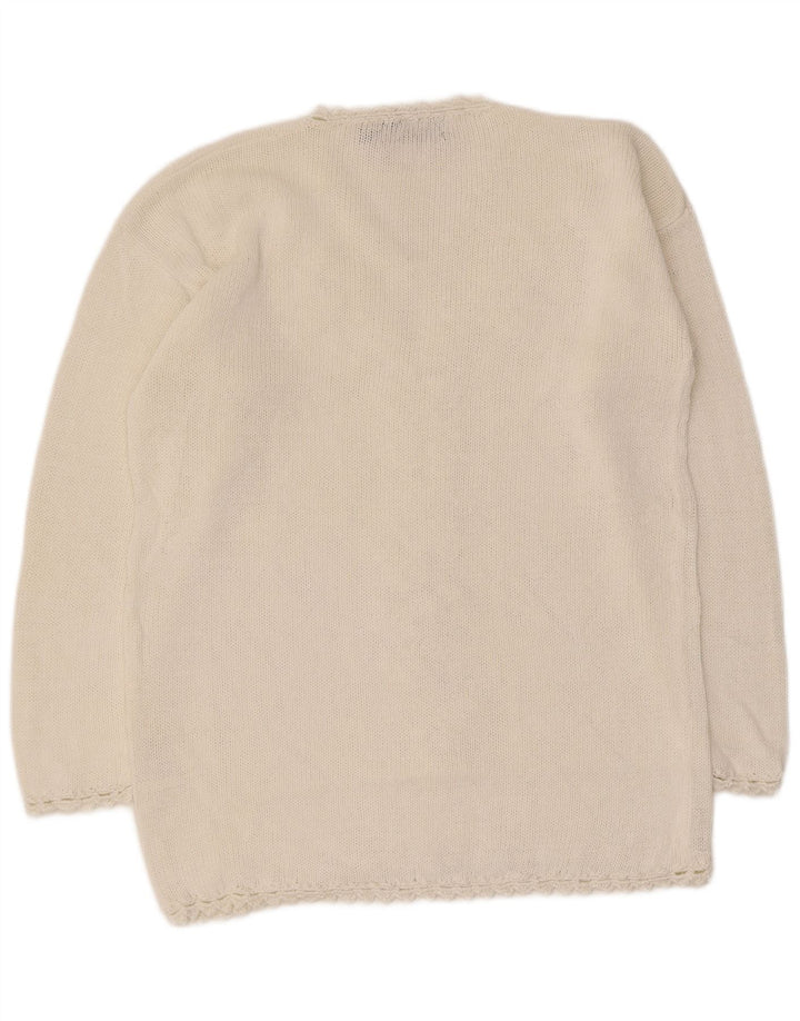 Hannah Womens V-Neck Jumper Sweater One Size White Ramie