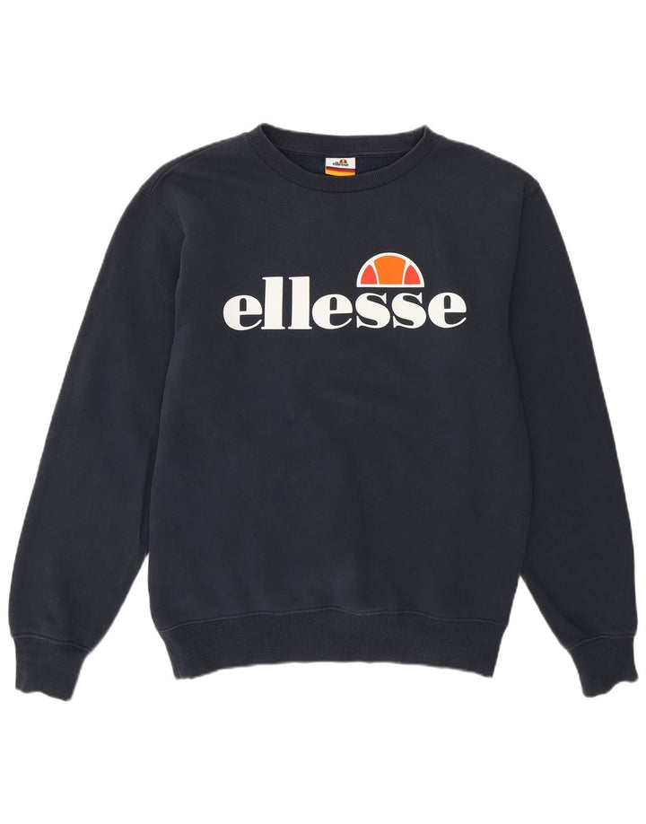 Ellesse Womens Oversized Graphic Sweatshirt Jumper UK 8 Small  Navy Blue