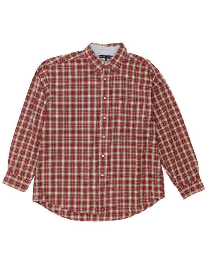 Tommy Hilfiger Mens Shirt XL Red Check Cotton