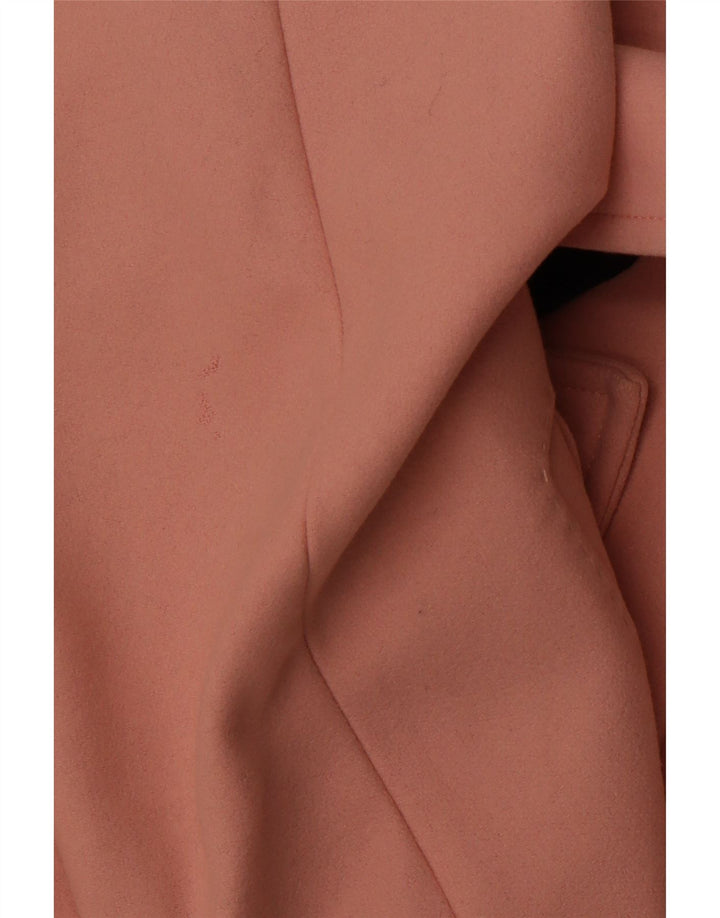 TED BAKER Womens Double Breasted Coat Size 3 Medium Pink Virgin Wool