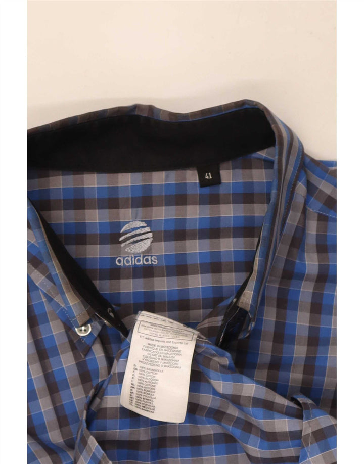 Adidas Mens Shirt Size 41 Medium Blue Check Cotton