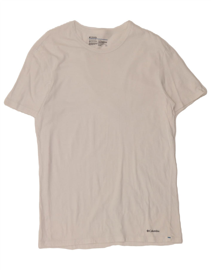 COLUMBIA Mens T-Shirt Top Large White Cotton Vintage Columbia and Second-Hand Columbia from Messina Hembry 