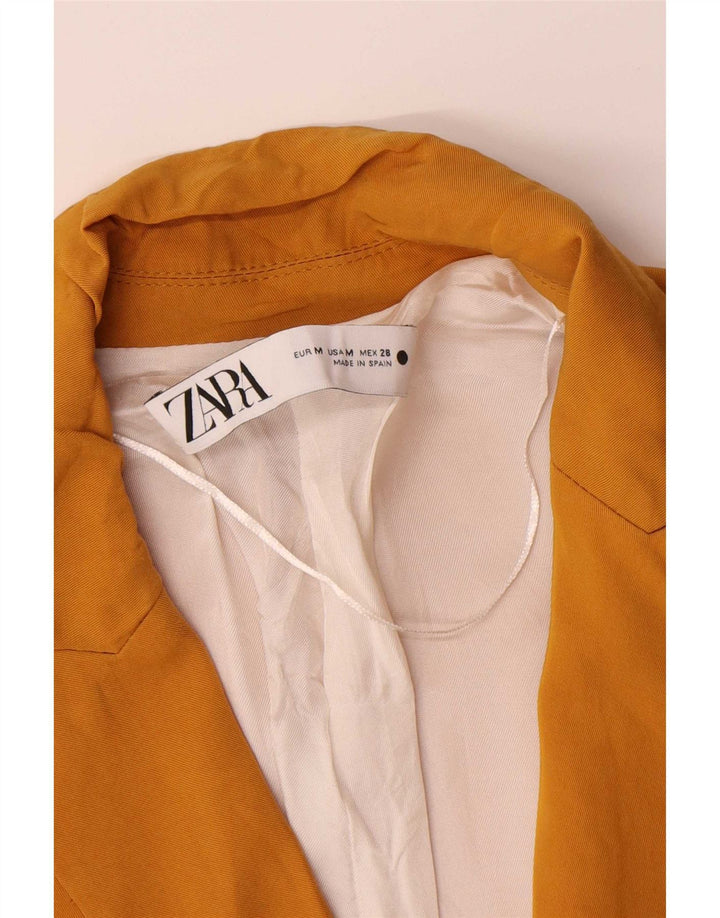 Zara Womens Double Breasted Blazer Jacket UK 14 Medium Yellow Viscose