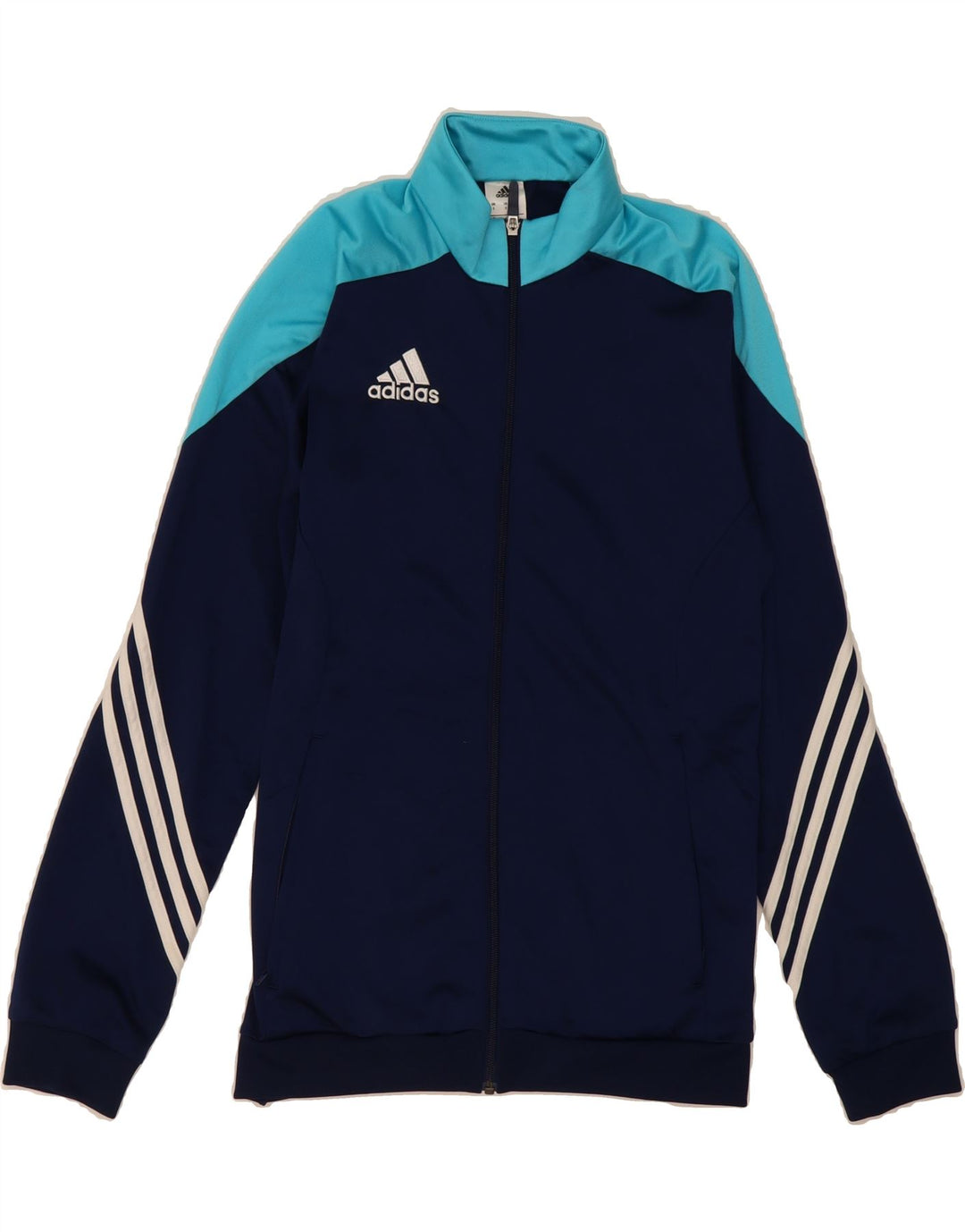 ADIDAS Mens Tracksuit Top Jacket Small Navy Blue Colourblock Polyester Vintage Adidas and Second-Hand Adidas from Messina Hembry 