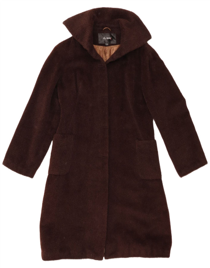 Vintage Womens Faux Fur Overcoat EU 40 Medium Brown