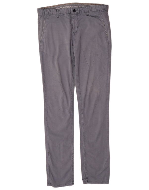 Zara Mens Slim Chino Trousers EU 42 Medium W34 L34 Blue Cotton