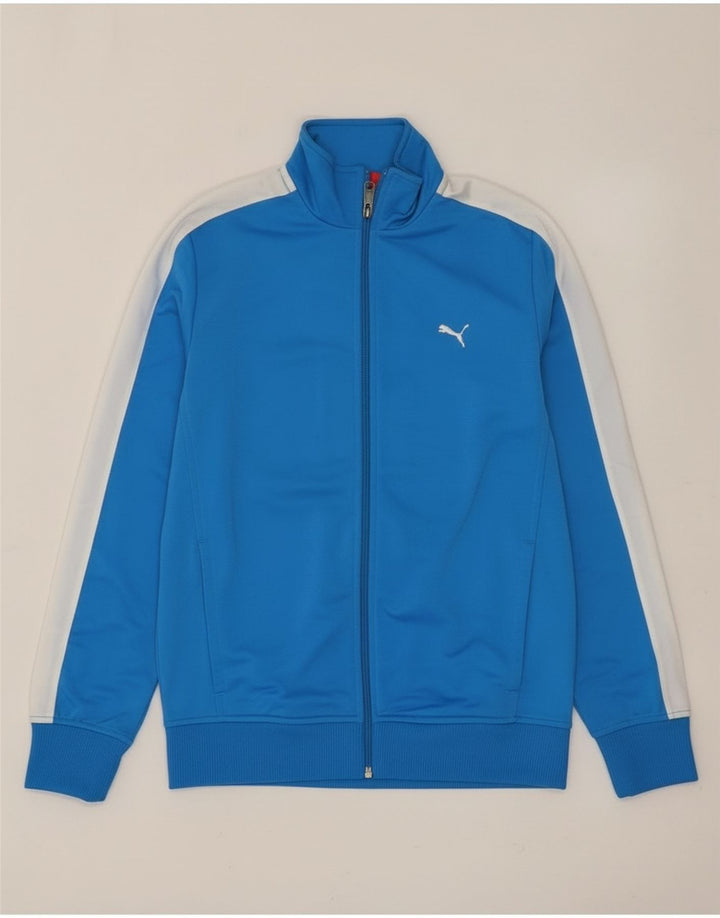 Puma Boys Tracksuit Top Jacket 13-14 Years Blue Colourblock Polyester