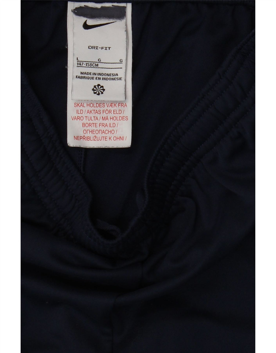 NIKE Boys Dri Fit Tracksuit Trousers 12-13 Years Large Navy Blue Polyester