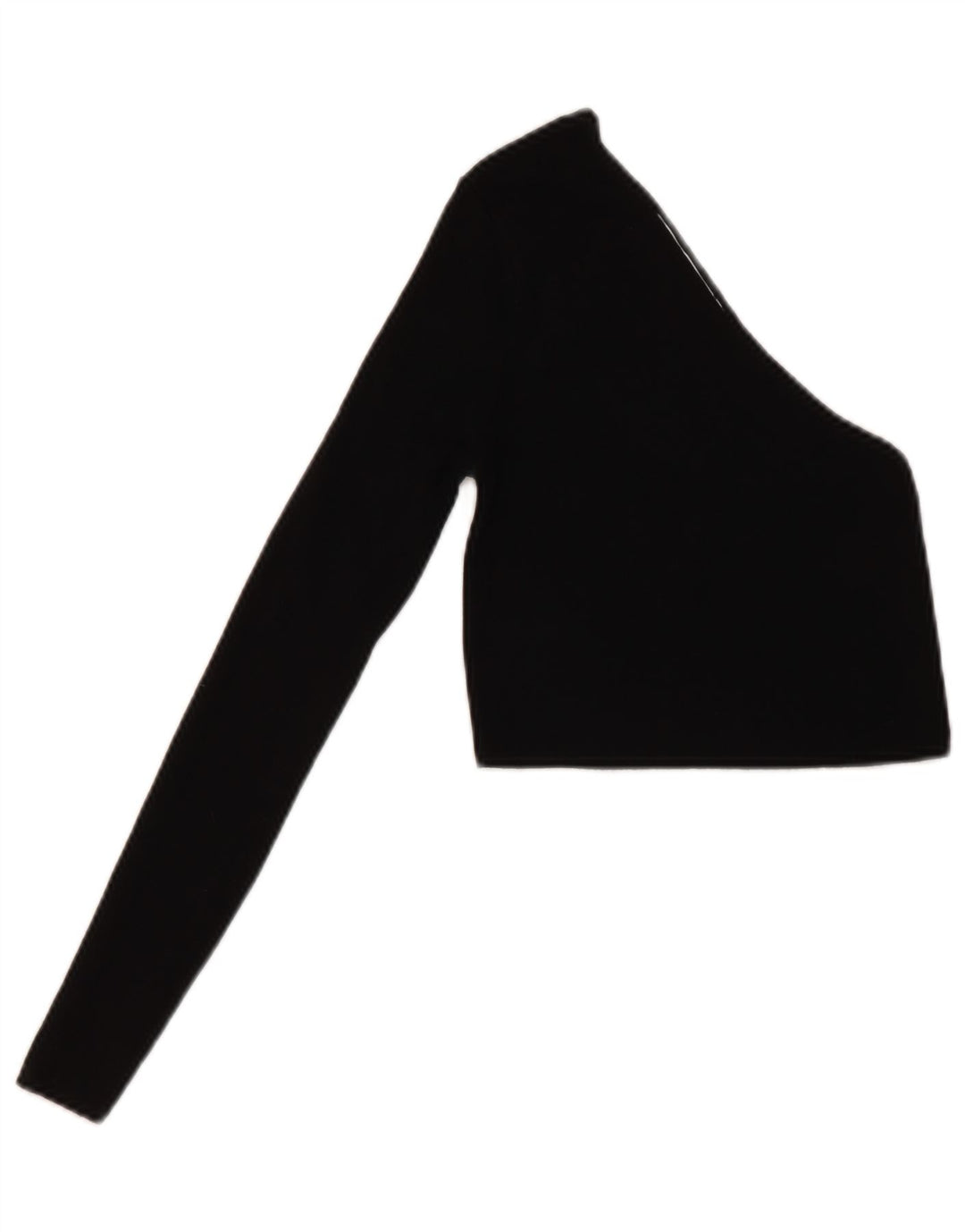 Zara Womens Crop One Shoulder Top UK 8 Small Black Viscose