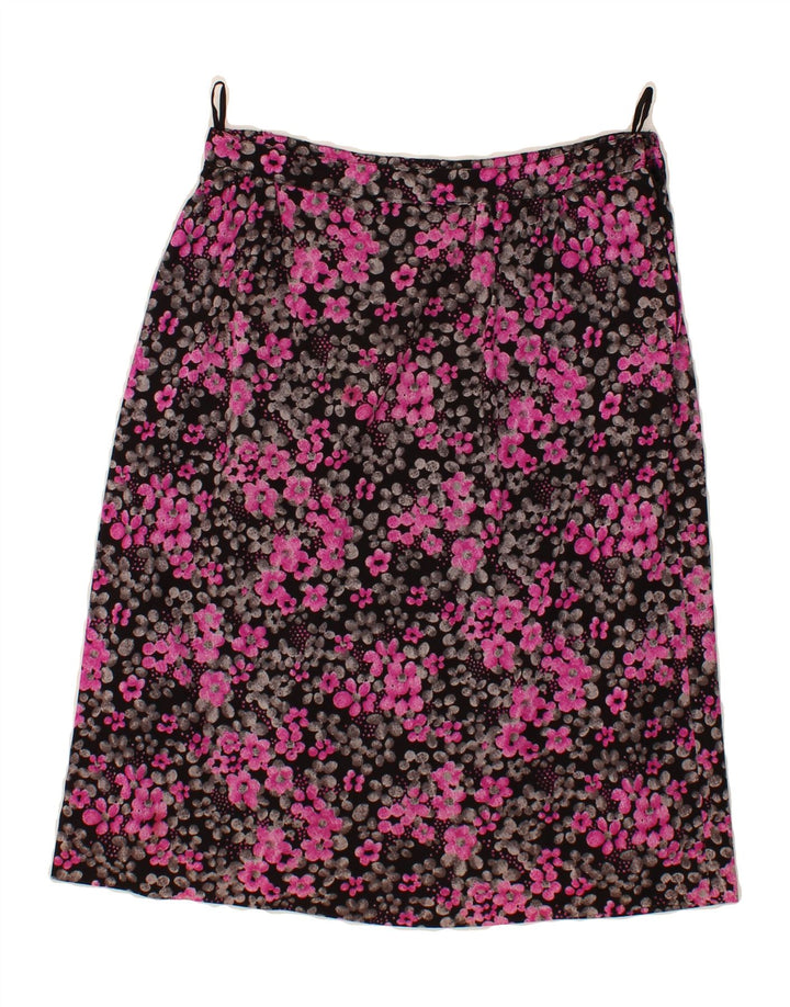 VINTAGE Womens Midi Skirt W28 Medium Pink Floral Vintage Vintage and Second-Hand Vintage from Messina Hembry 
