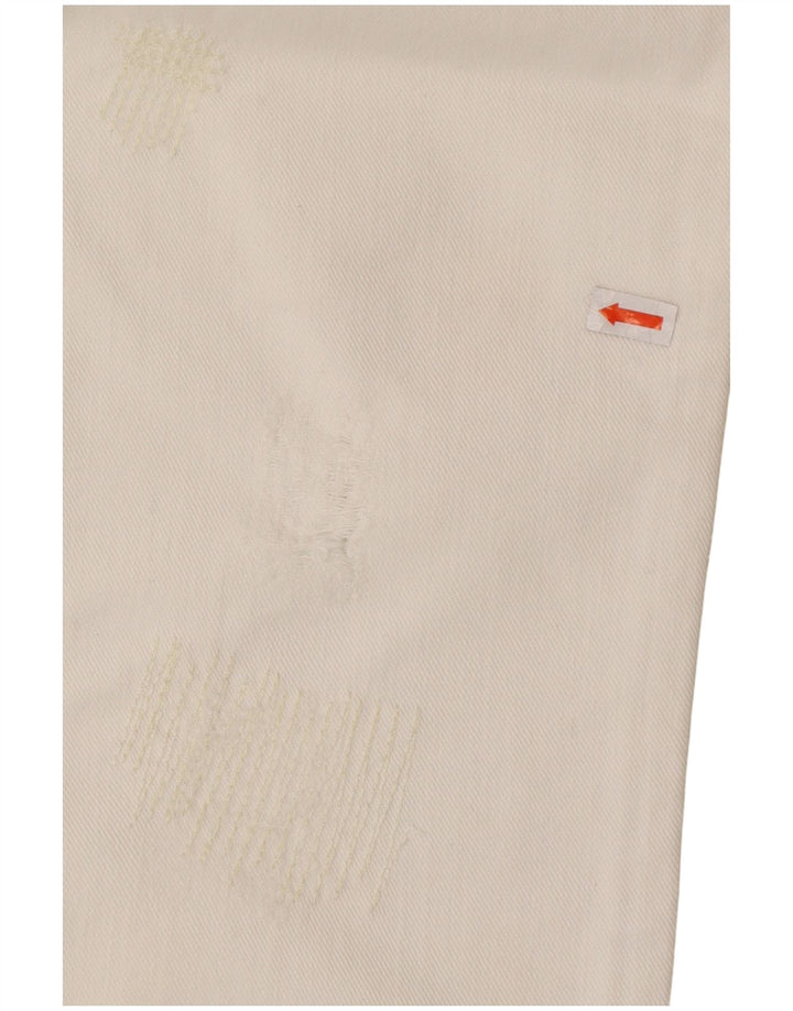 ZU ELEMENTS Womens Distressed Straight Jeans W32 L34 White Cotton