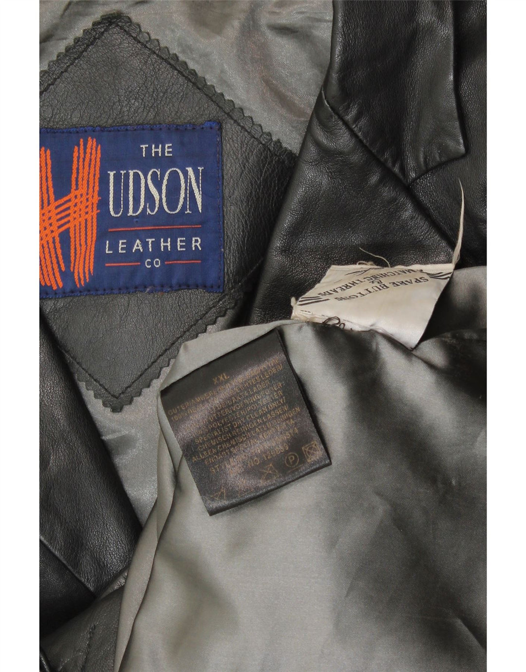 HUDSON Mens Leather Jacket UK 44 2XL Black Leather