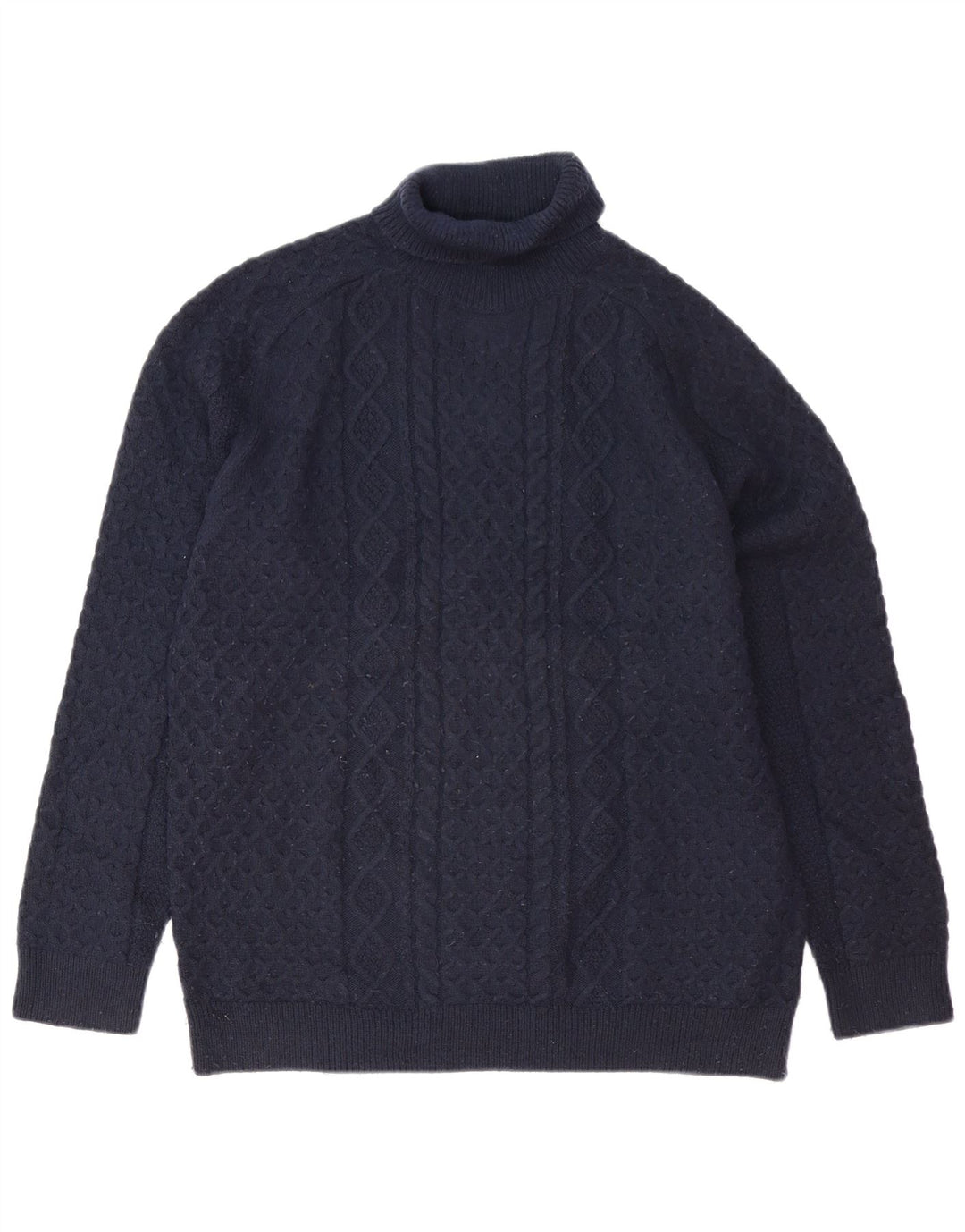 Marks & Spencer Mens Roll Neck Jumper Sweater Large Navy Blue Polyester