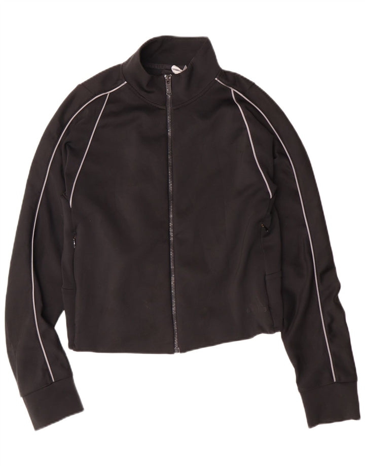 Adidas Womens Crop Tracksuit Top Jacket UK 12/14 Medium Black Polyester
