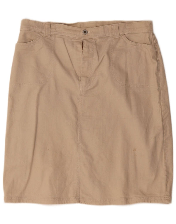 Marks & Spencer Womens Straight Skirt UK 18 XL W36 Beige Cotton