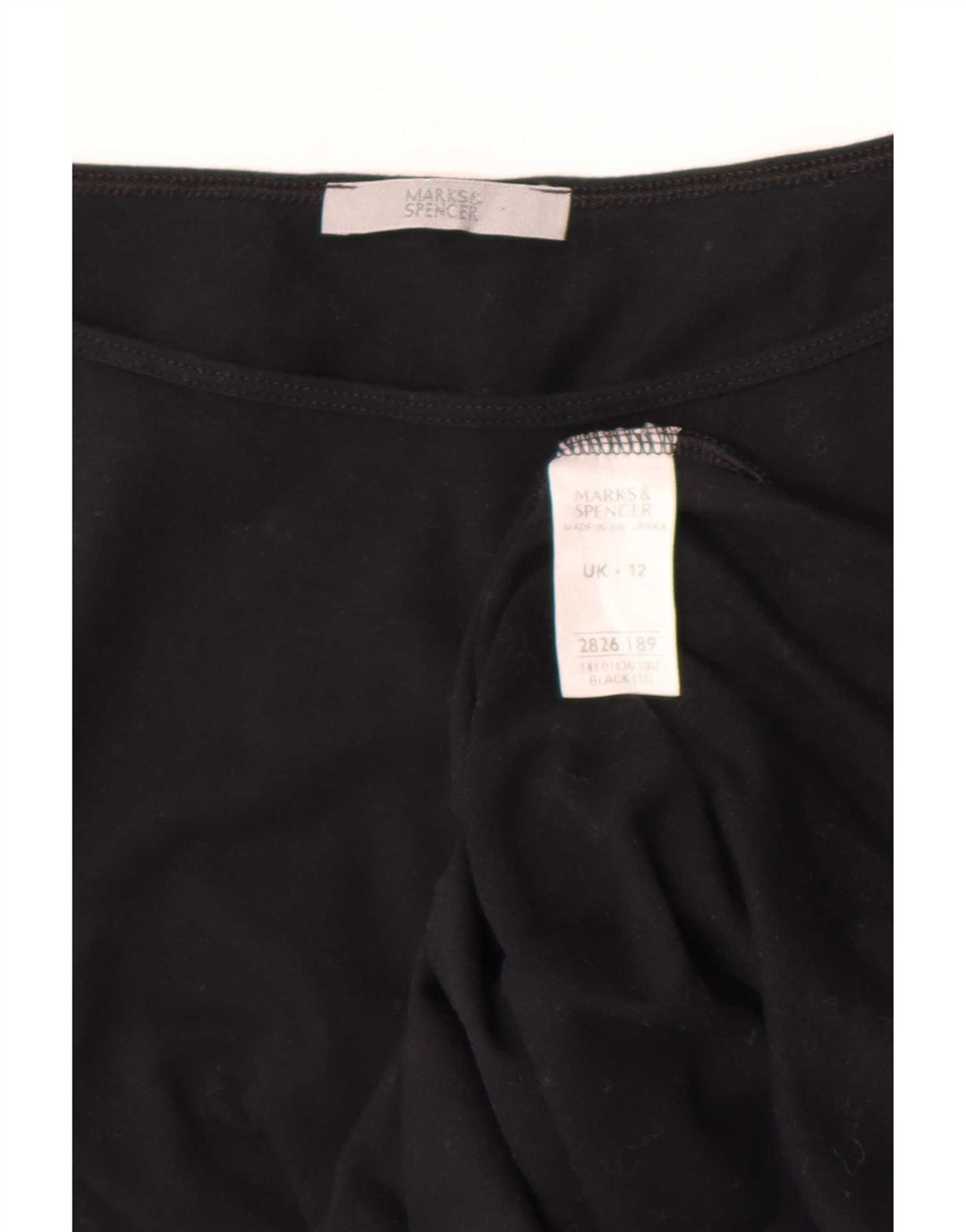 Marks & Spencer Womens Crop Top 3/4 Sleeve UK 12 Medium Black Cotton