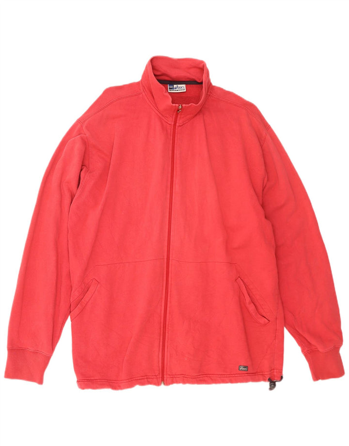 Asics Mens Tracksuit Top Jacket 2XL Red Cotton