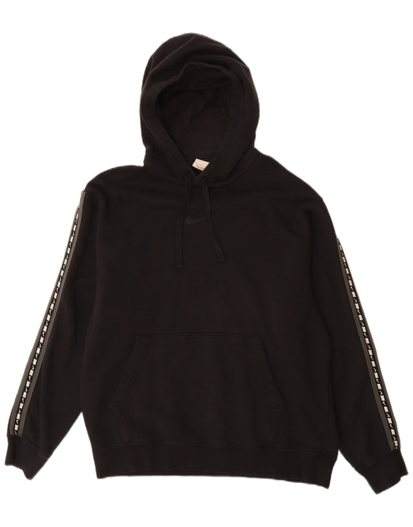 NIKE Mens Graphic Hoodie Jumper Large Black Cotton