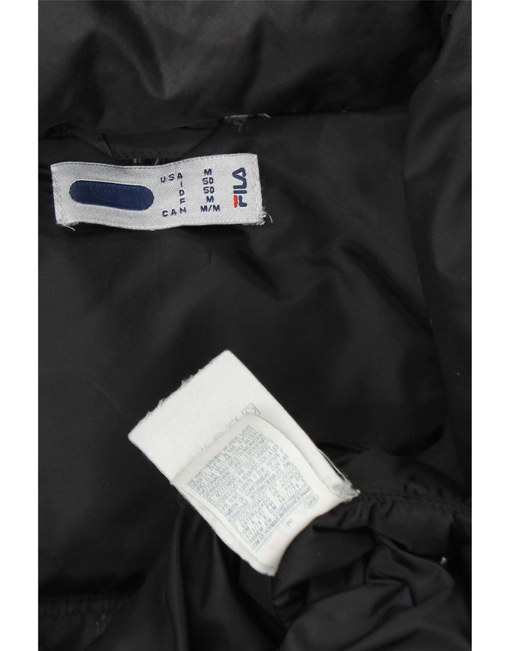 FILA Mens Hooded Padded Jacket UK 38 Medium Black Nylon