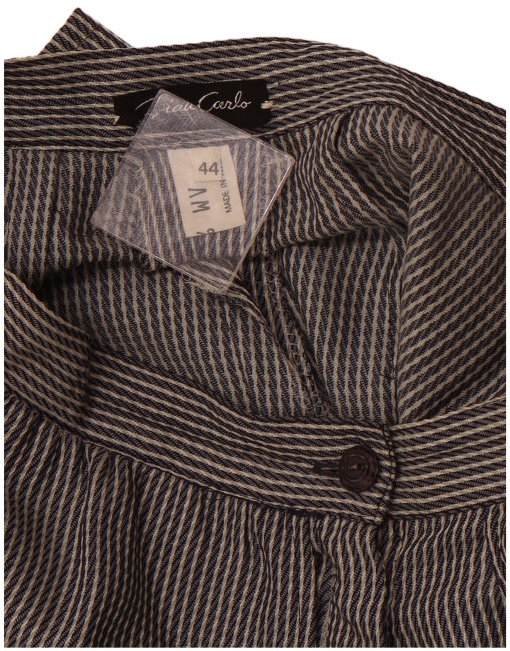 VINTAGE Womens High Waist Bermuda Shorts IT 44 Medium W26 Grey Striped