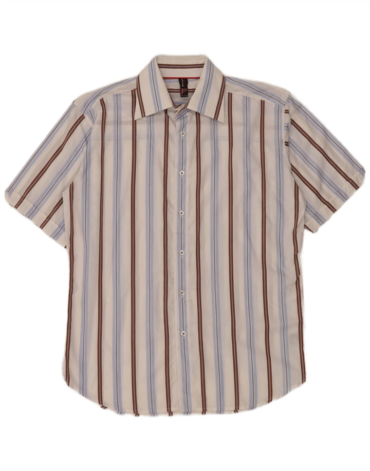 PIERRE CARDIN Mens Short Sleeve Shirt Medium Multicoloured Striped