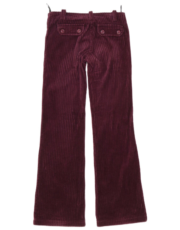 Vintage Womens Flare Corduroy Trousers EU 40 Medium W30 L34 Burgundy