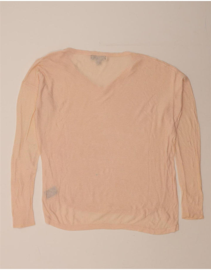 MOSSIMO Womens Oversized V-Neck Jumper Sweater UK 16 Large Pink Nylon Vintage Mossimo and Second-Hand Mossimo from Messina Hembry 