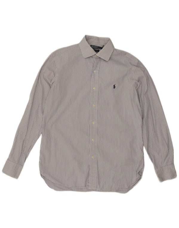 Polo Ralph Lauren Mens Dress Shirt Size 39 15 1/2 Medium White Pinstripe