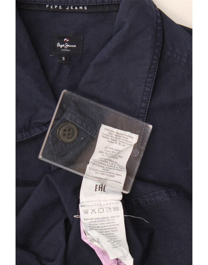 PEPE JEANS Mens Graphic Shirt Small Navy Blue Cotton