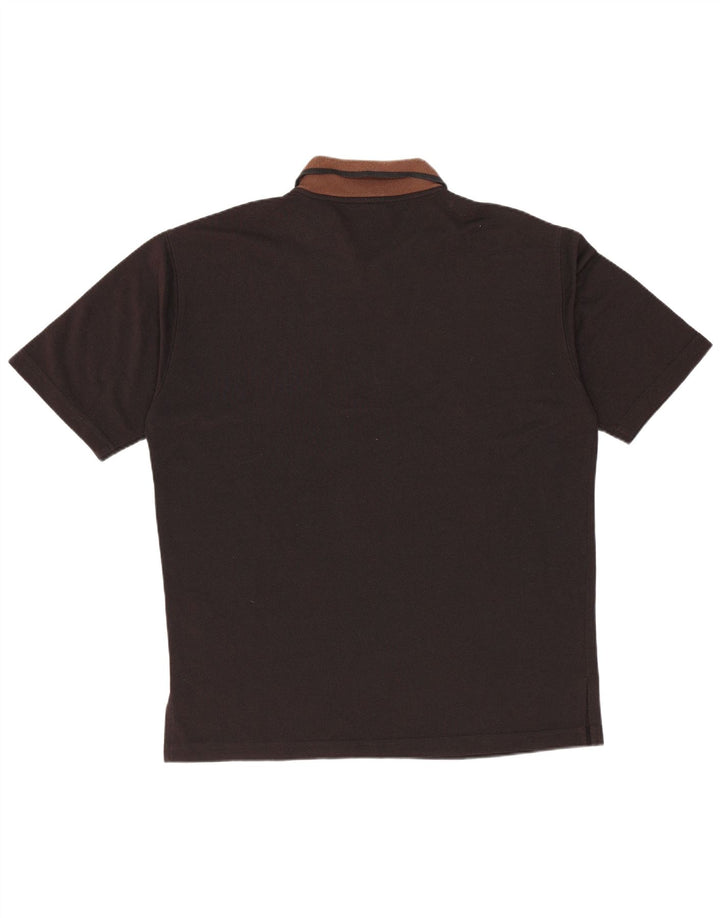 Trussardi Jeans Mens Polo Shirt Medium Black Colourblock Polyester