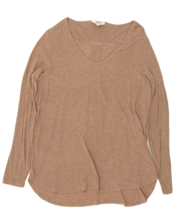 Essentials Womens Top Long Sleeve UK 12 Medium Beige Flecked