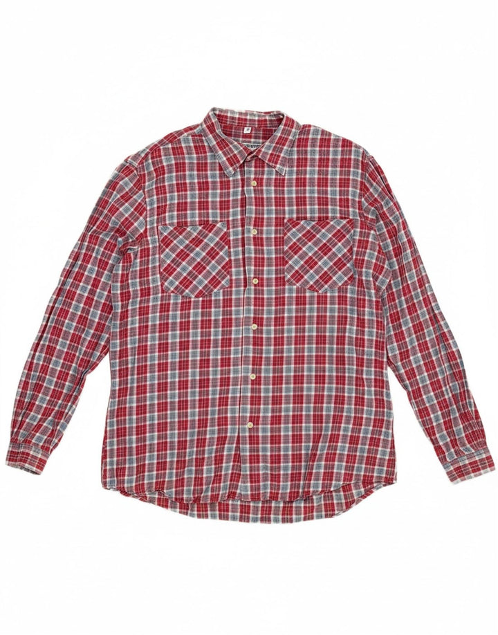 VINTAGE Womens Flannel Shirt Large Red Check Cotton