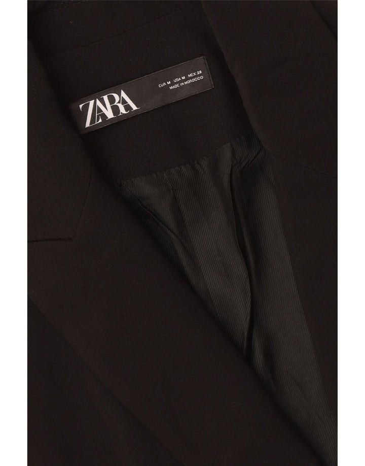 Zara Womens Longline Waistcoat UK 14 Medium Black Polyester