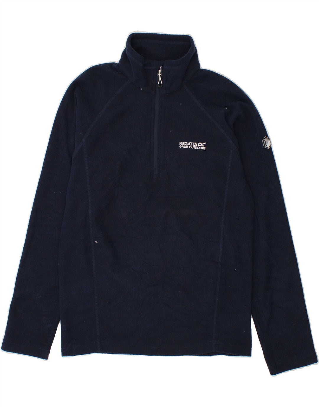 REGATTA Mens Zip Neck Fleece Jumper Small Navy Blue Polyester Vintage Regatta and Second-Hand Regatta from Messina Hembry 